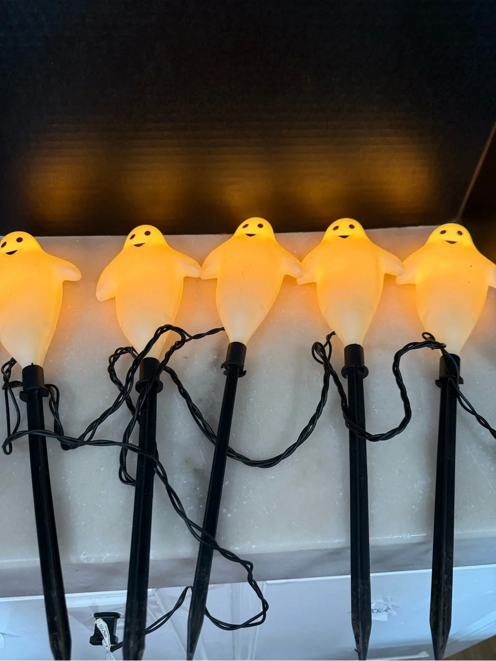 Vintage Ghost Stakes 1 Set Of 5 Halloween Light Up